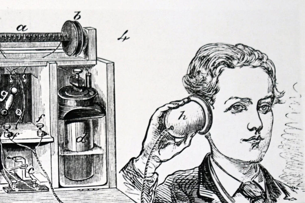 Проверка слуха с помощью аудиометра Хьюза, около 1879 года