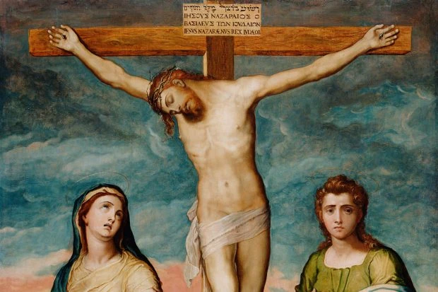 Распятие Иисуса Христа на кресте: Иисус, Дева Мария и апостол Иоанн, сцена Страстной пятницы