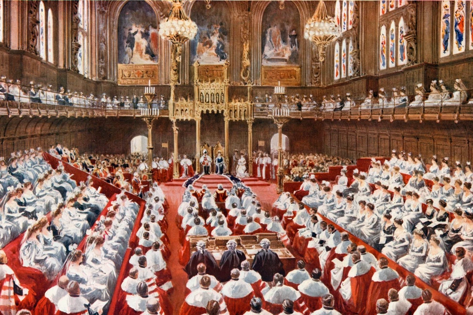 Палата лордов во время торжественного открытия парламента, около 1915 года